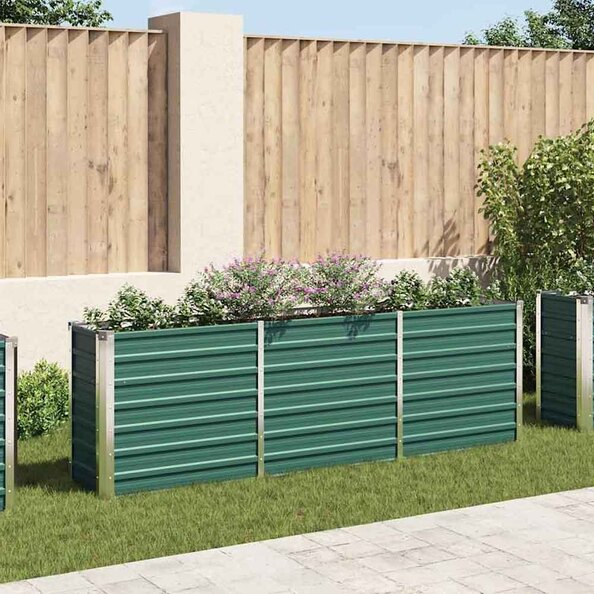Modenza 240 x 40 x 77cm Garden Galvanised Steel Planter in Green