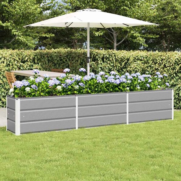 Modenza 240 x 45cm Garden Steel Planter In Light Grey