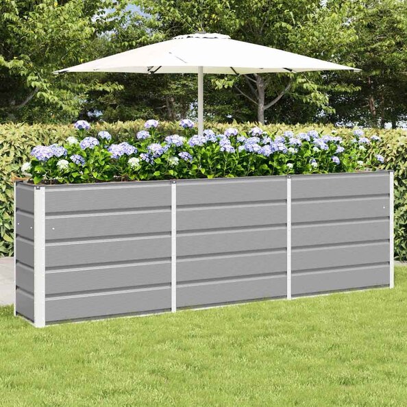 Modenza 240 x 75cm Garden Steel Planter In Light Grey