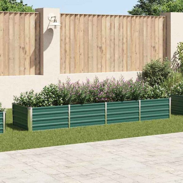 Modenza 320 x 80 x 45cm Garden Galvanised Steel Planter in Green