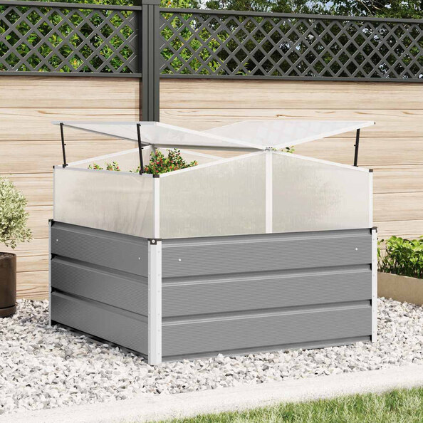 Modenza Garden Galvanised Steel Planter In Light Grey