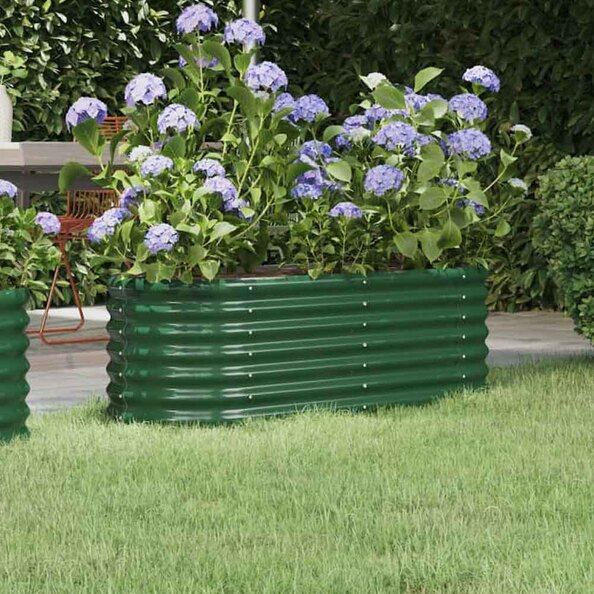 Modenza Oval 114 x 40 x 36cm Garden Galvanised Steel Planter in Green