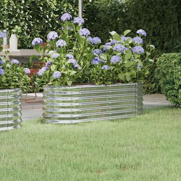 Modenza Oval 114 x 40 x 36cm Garden Galvanised Steel Planter in Silver