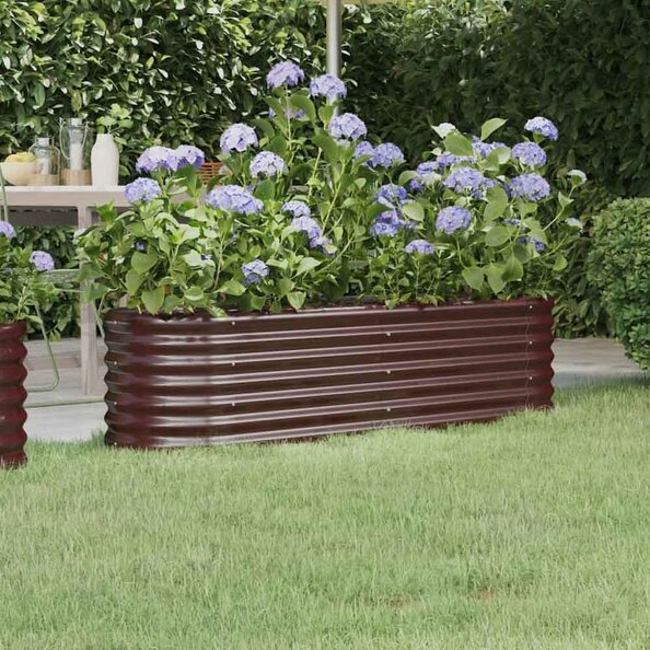 Modenza Oval 152 x 40 x 36cm Garden Galvanised Steel Planter in Brown