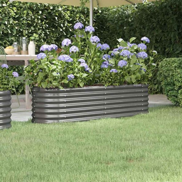 Modenza Oval 152 x 40 x 36cm Garden Galvanised Steel Planter in Grey