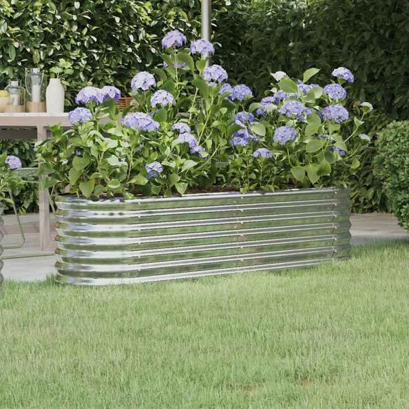 Modenza Oval 152 x 40 x 36cm Garden Galvanised Steel Planter in Silver