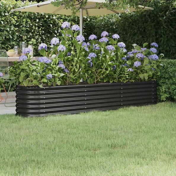 Modenza Oval 224 x 40 x 36cm Garden Galvanised Steel Planter in Anthracite