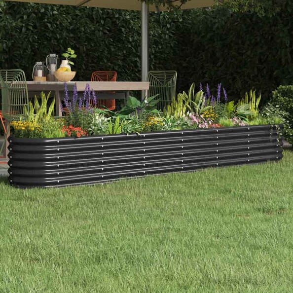 Modenza Oval 260 x 40 x 36cm Garden Galvanised Steel Planter in Anthracite