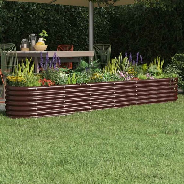Modenza Oval 260 x 40 x 36cm Garden Galvanised Steel Planter in Brown