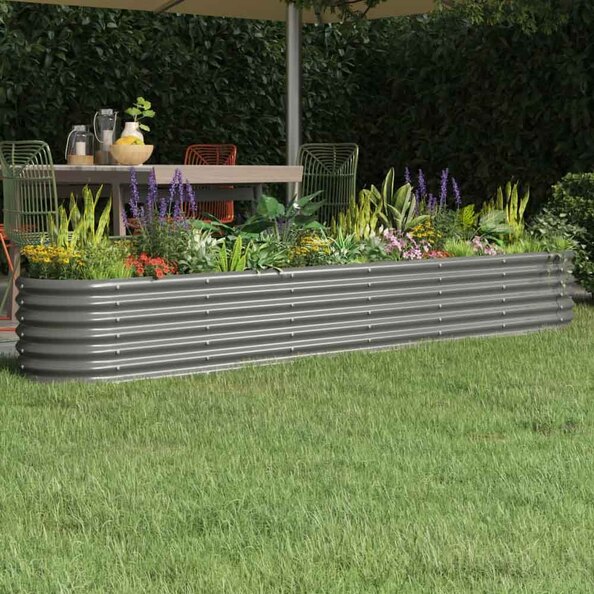 Modenza Oval 260 x 40 x 36cm Garden Galvanised Steel Planter in Grey