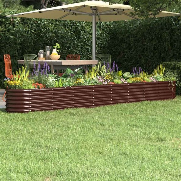 Modenza Oval 332 x 40 x 36cm Garden Galvanised Steel Planter in Brown