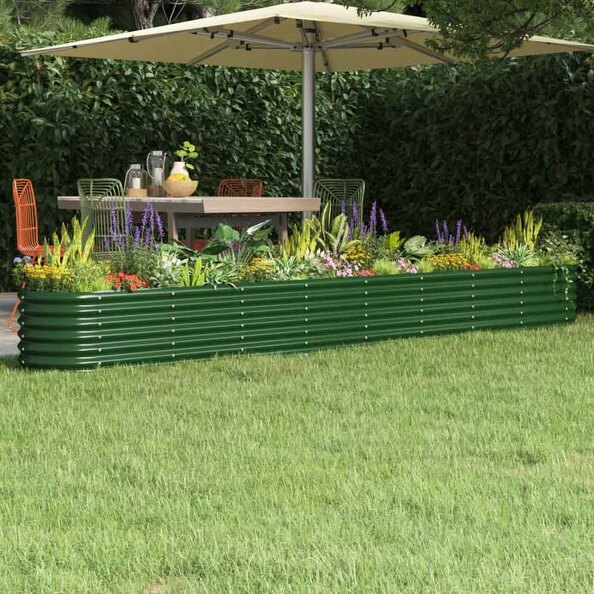 Modenza Oval 332 x 40 x 36cm Garden Galvanised Steel Planter in Green