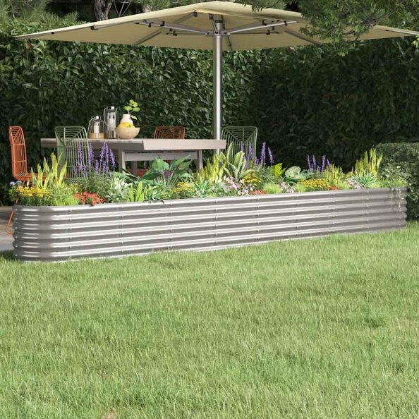 Modenza Oval 332 x 40 x 36cm Garden Galvanised Steel Planter in Silver