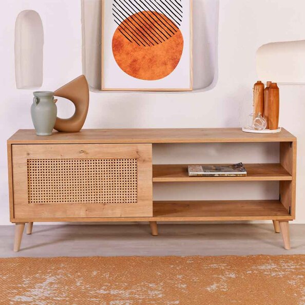 Montello Small Wooden TV Stand in Oak