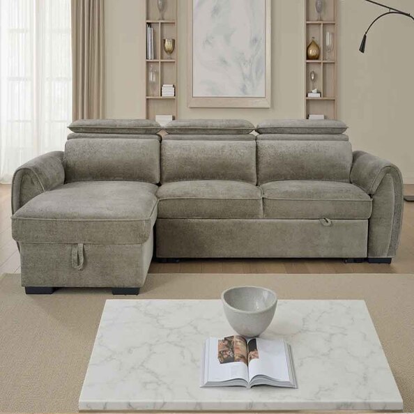 Montfield Fabric Universal Corner Sofabed in Mushroom