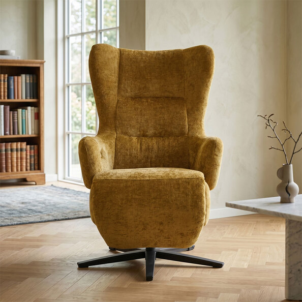 Montford Fabric Electric Recliner Lounge Chair in Mustard