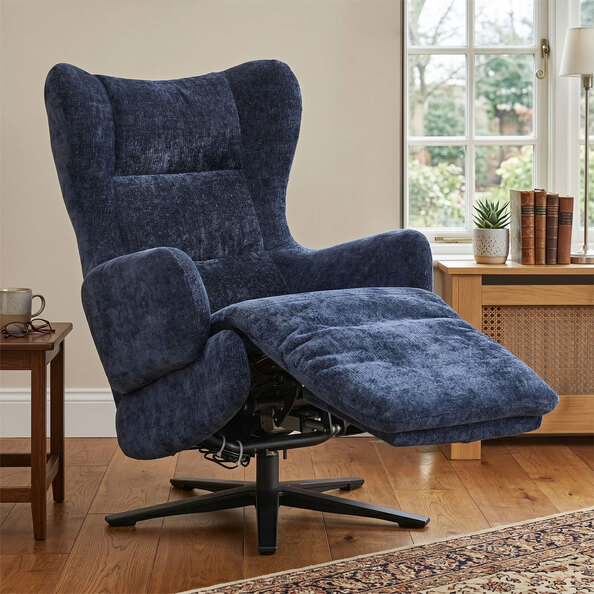 Montford Fabric Electric Recliner Lounge Chair in Navy