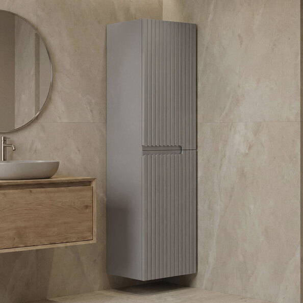 Moonlight Tall Wooden Wall Mounted Bathroom Storage Cabinet in Matte Mink
