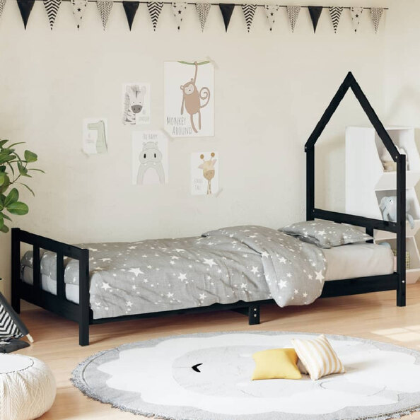Moraira 90x200cm Wooden Children Bed In Black