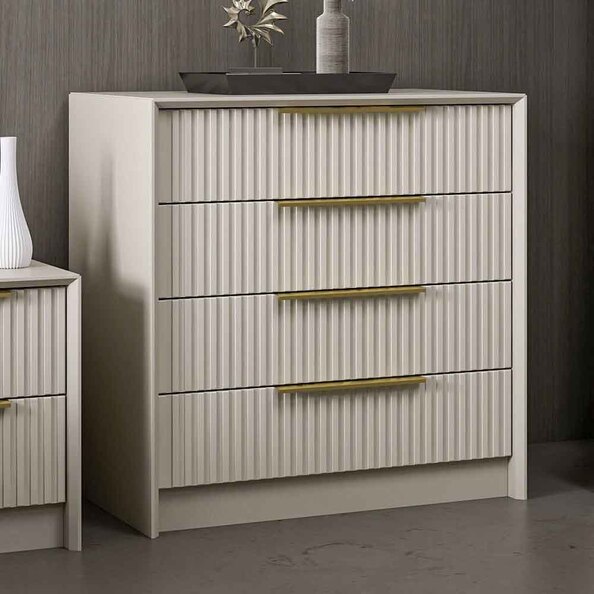 Morano Wooden Chest of 4 Drawers in Anthracite and Stone