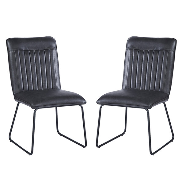 Morian Black PU Leather Dining Chairs in Pair