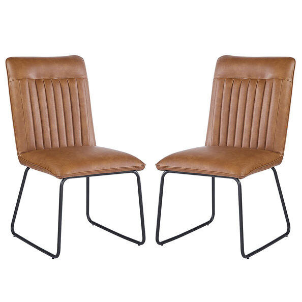 Morian Brown PU Leather Dining Chairs in Pair