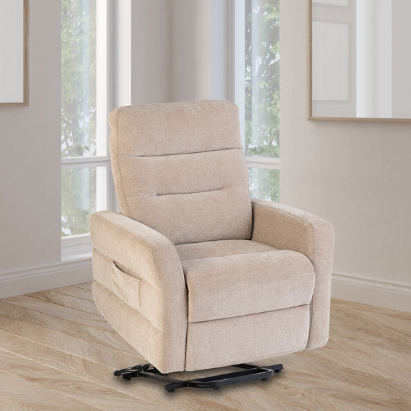 Morlen Fabric Electric Tilt & Rise Recliner Chair in Mink