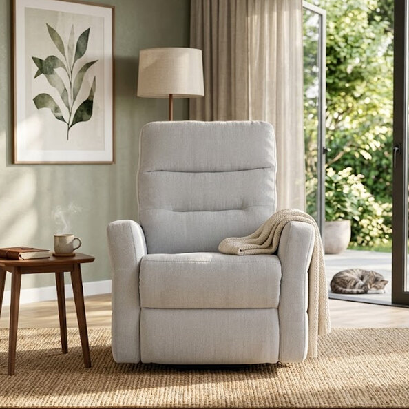 Morlen Fabric Electric Tilt & Rise Recliner Chair in Silver Grey