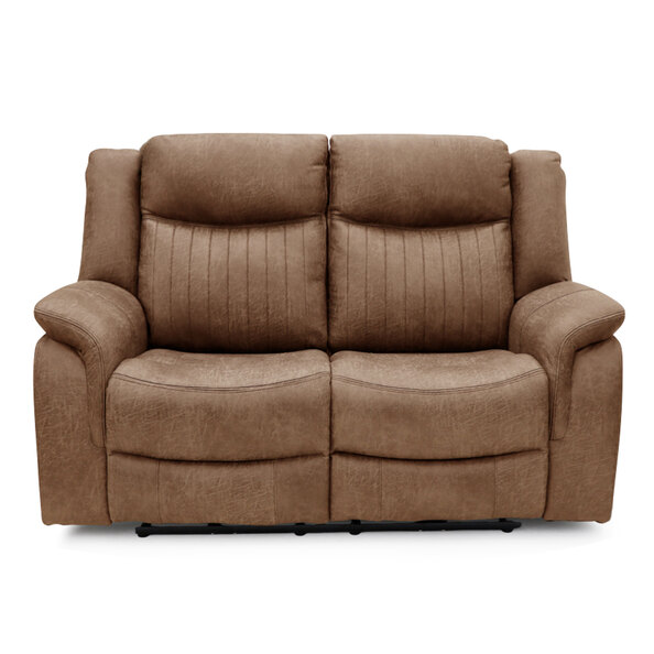 Morlix Fabric Manual Recliner 2 Seater Sofa in Tan