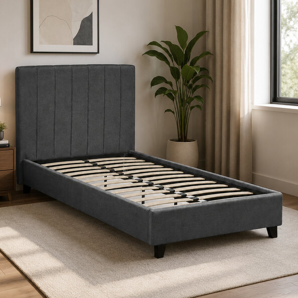 Morrison Fabric Single Bed in Dark Grey