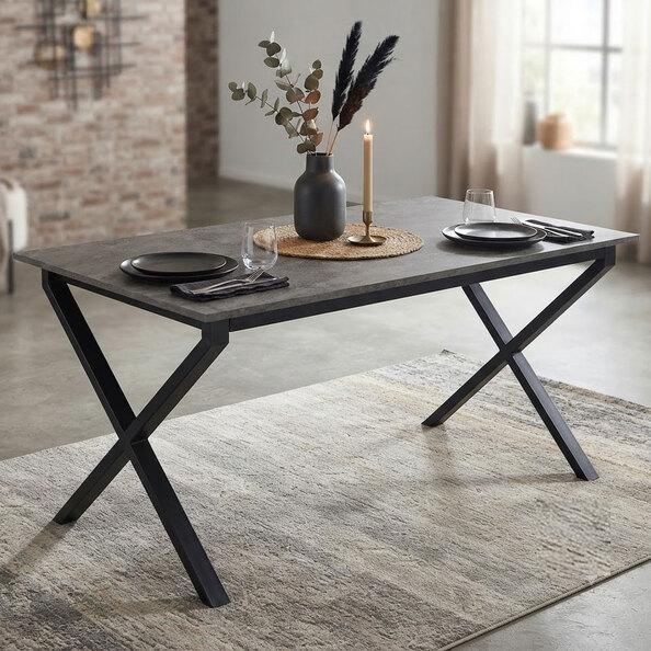 Morven Rectangular Wooden Dining Table in Concrete