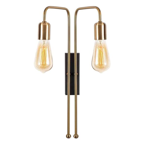 Mum 2 Light Metal Wall Lamp in Gold and Black