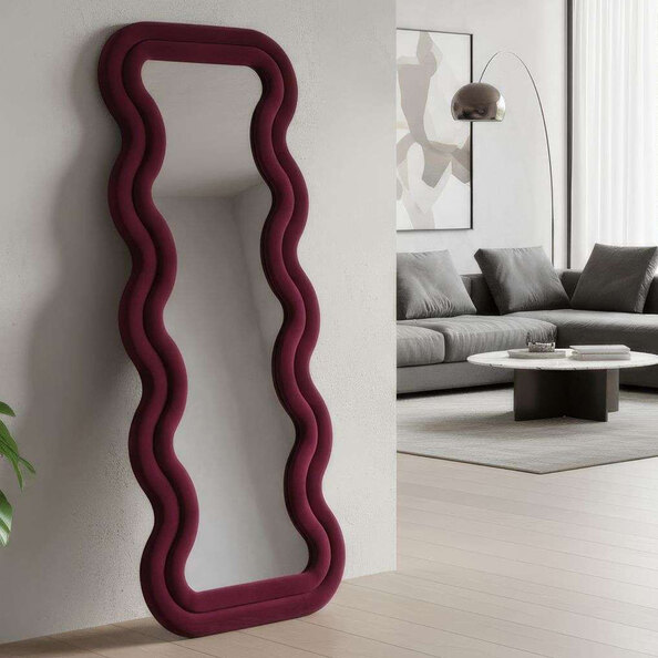 Mundo Decorative Cheval Mirror with Claret Red Wooden Frame
