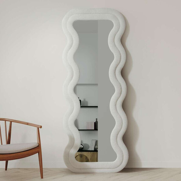 Mundo Decorative Cheval Mirror with Cream Wooden Frame
