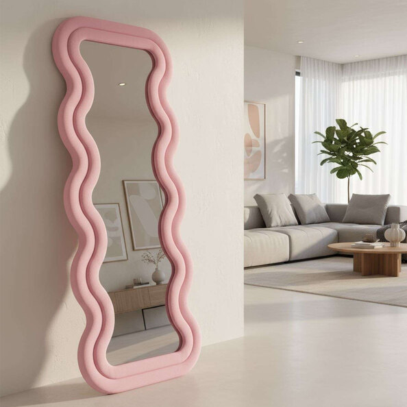 Mundo Decorative Cheval Mirror with Pink Wooden Frame