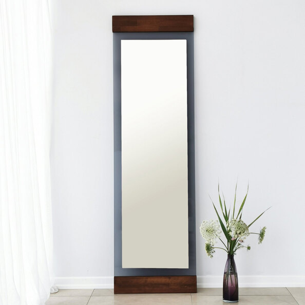 Murano Glass Cheval Mirror with Metal Frame in Walnut and Fume