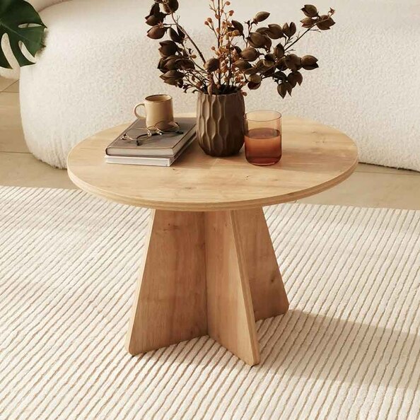 Mushroom Round Wooden Coffee Table in Sapphire Oak