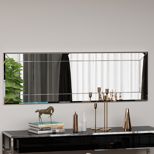 Nady Glass Dressing Wall Mirror with White Wooden Frame
