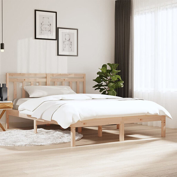 Naida Solid Pinewood King Size Bed In Natural
