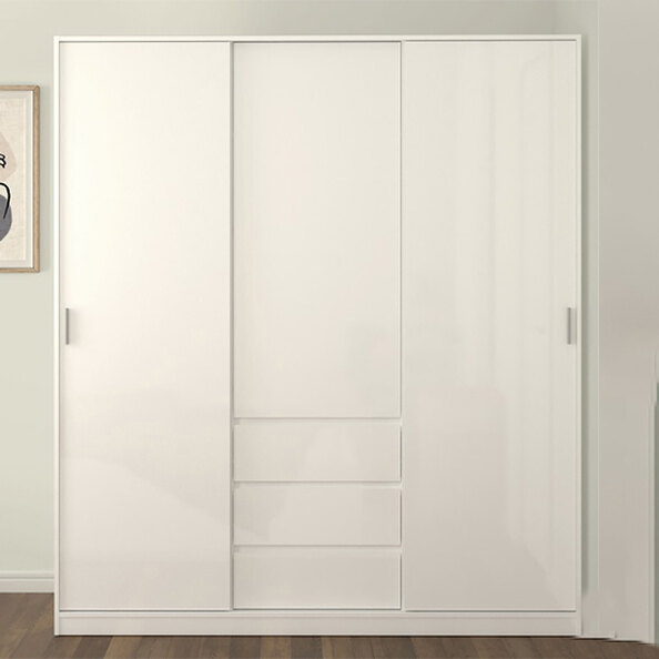 Nakou High Gloss Wardrobe With 2 Sliding Doors In White