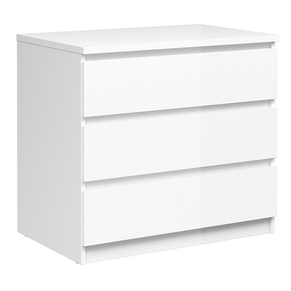 Nakou High Gloss Chest Of 3 Drawers In White