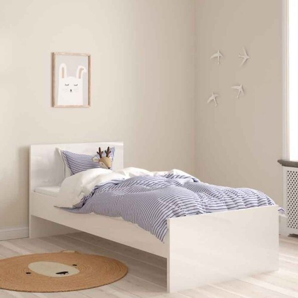 Nakou High Gloss Single Bed In White