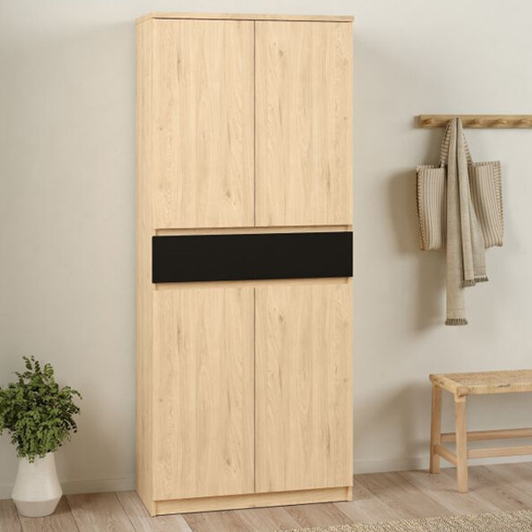 Nakou Shoe Storage Cabinet 4 Doors In Jackson Hickory And Black