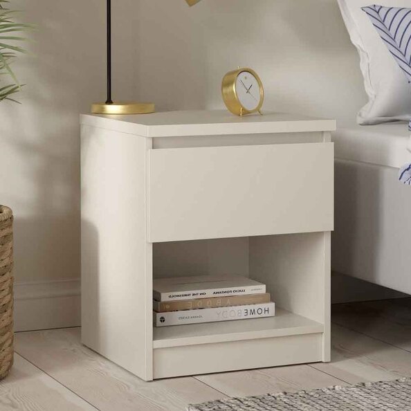 Nakou Wooden Bedside Cabinet with 1 Drawer in Cashmere