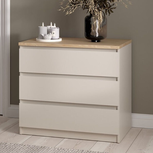Nakou Wooden Chest Of 3 Drawers In Cashmere