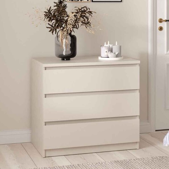 Nakou Wooden Chest of 3 Drawers in Cashmere
