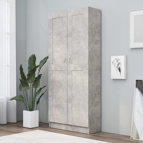 Nancia Wooden Wardrobe With 2 Doors In Concrete Effect
