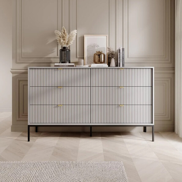 Napa Wooden Chest Of 6 Drawers In Matt Grey