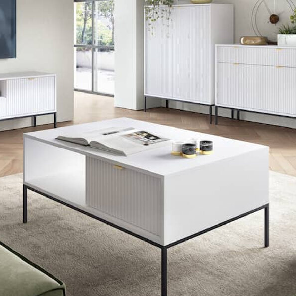 Napa Wooden Coffee Table With 1 Drawer In Matt White