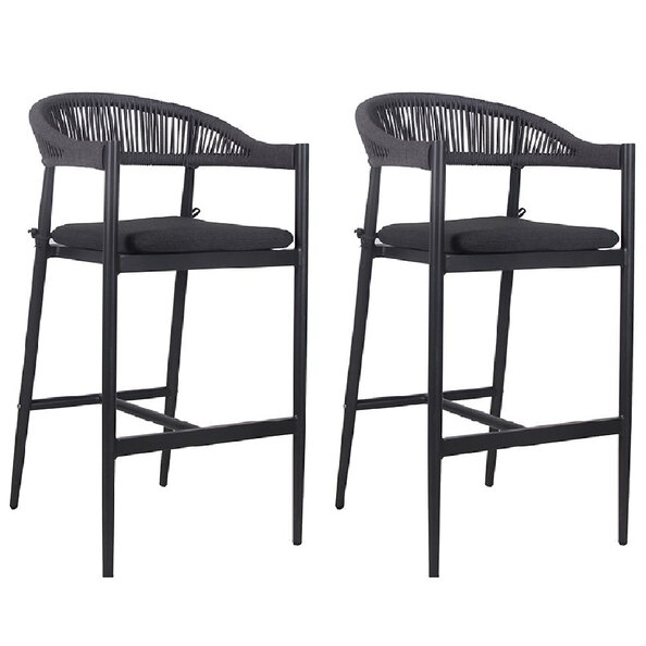 Nardo Charcoal Weave Bar Chairs In Pair